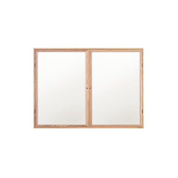 48"x36" 2-Door Wet/Dry Erase, Black Porcelain/Cherry Frame